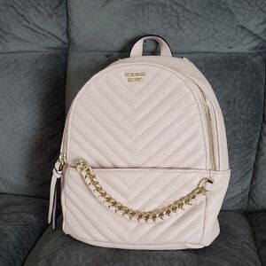 Elegant Pinkish Mini Backpack with Gold Chain